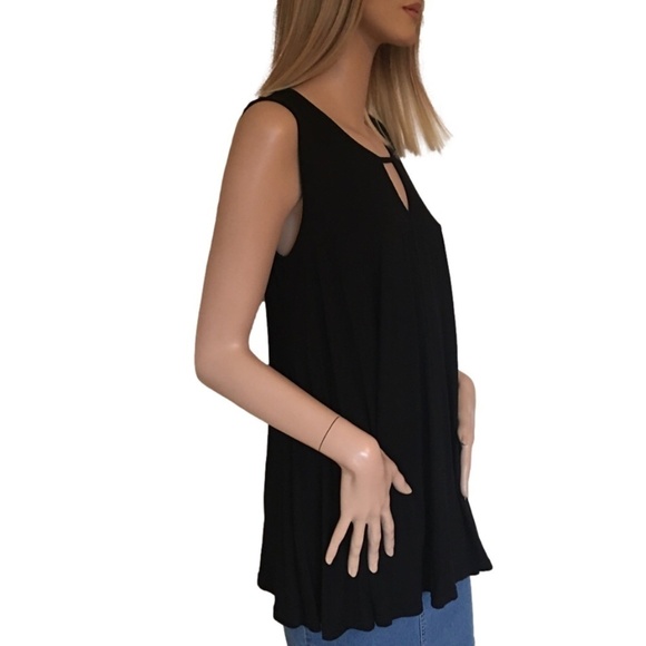 CHARLIE Paige Versatile Sleeveless Top Chemise Tunic Keyhole Flounce - Picture 4 of 10